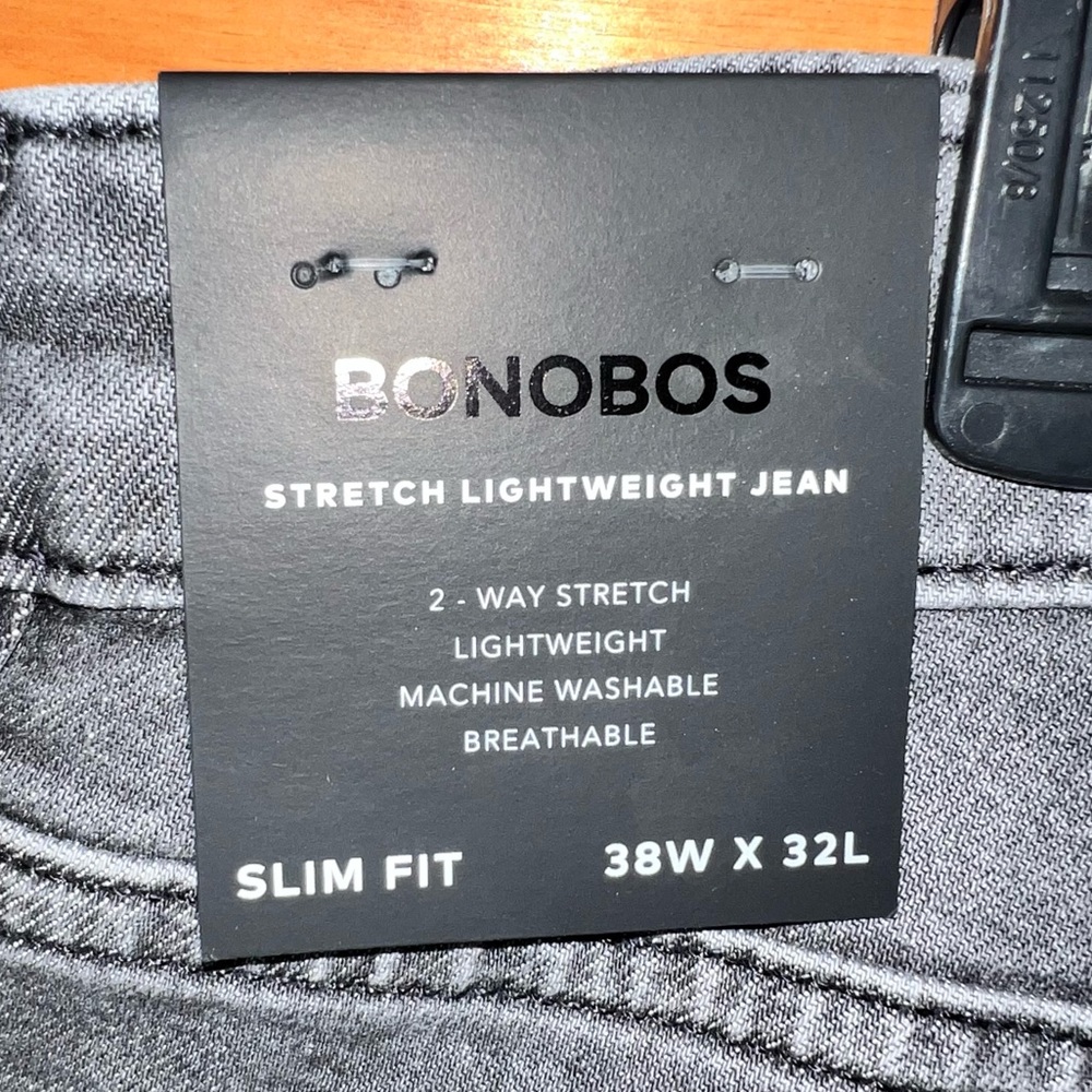 NWT $98 Bonobos Stretch lightweight jeans 38x32 dark gray - Picture 7 of 12